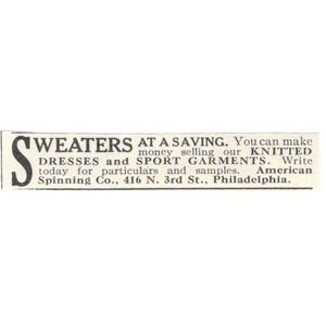 Knit Your Own Sweaters American Spinning Philadelphia 1924 Magazine Ad AF7-SS4